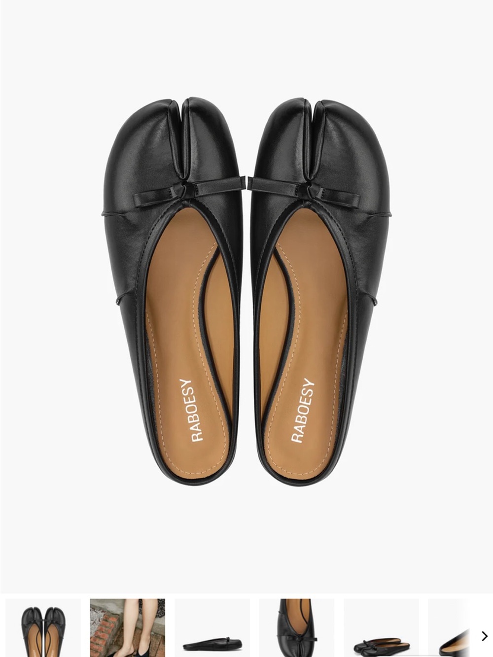 RABOESY Black Split-Toe Ballet Mules
